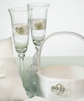 Classic Double Heart Toasting Set - White