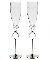 Diamond Ring Champagne Flutes