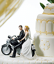 Motorcycle Get-Away Wedding Couple Figurine