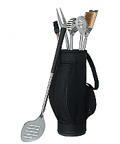 Novelty 5 Piece BBQ Tools in Black Golf Bag and Golf Grips