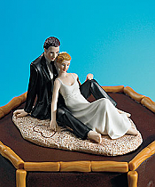 Romantic Wedding Couple Lounging on the Beach Figurine