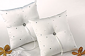 Scattered Pearls & Crystals Square Ring Pillow