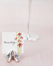 Silver Fortune Cookie Place Card Holders