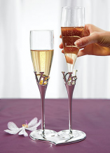 Silver Plated Love Stem Champagne Holder and Glass Flutes