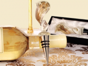 Elegant Golden Swirl Wine Stopper - Murano Art Deco Favors