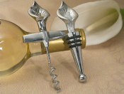 Elegant Chrome Calla Lily Wine Opener, Wine Stopper Set