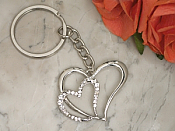 Elegant Chrome Double Heart Keychain