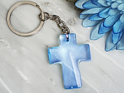 Blessed Events Blue Cross Keychain