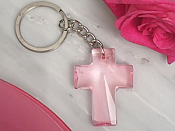 Blessed Events Pink Cross Keychain