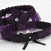 Floral Fantasy Eggplant Garter Set