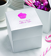 Two Piece Cup Cake Box - White Shimmer