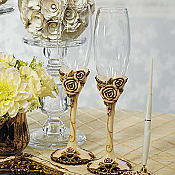 Elegant Vintage Rose Toasting Flutes